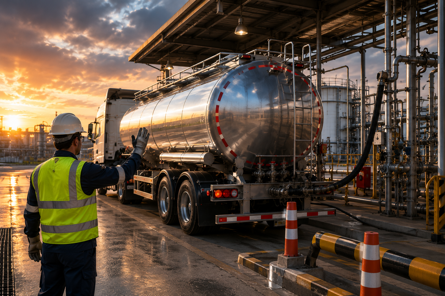 Operación segura de camión cisterna de combustible